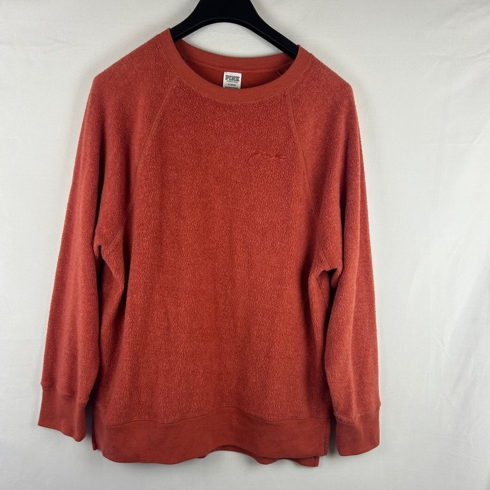 Victoria’s Secret Pink light fleece sunset orange sweatshirt size M oversized